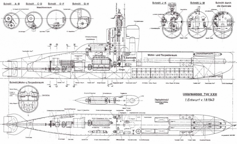 Германские субмарины Тип XXIII крупным планом